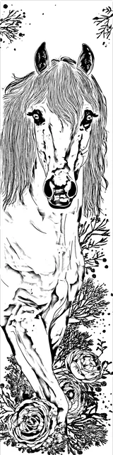Free colorable bookmarks of a horse face illustration